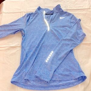 Nike Running Dri Fit 3/4 Zip Long Sleeve Tee- Blue